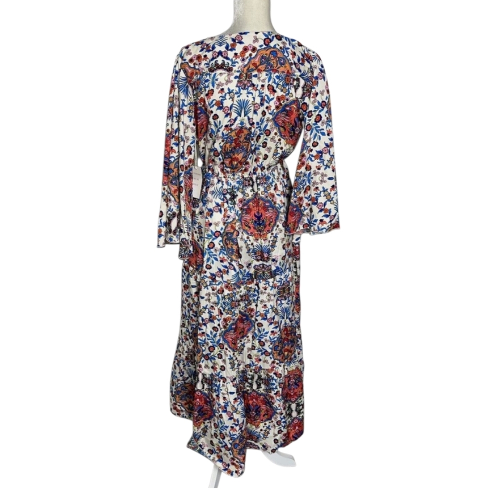 Large Boemo Anthropologie 3/4 Sleeve Tiered A Line Maxi Dress Floral Peasant y2k - Picture 3 of 7